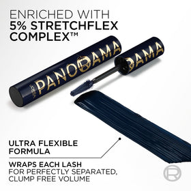 L'Oreal Paris Panorama on model with blue eye makeup showing enhanced eye color benefit