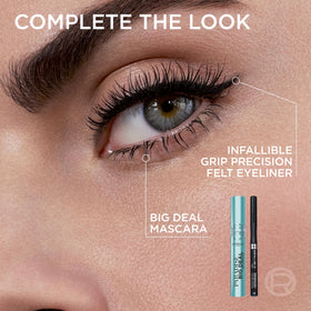 L'Oreal Paris mascara inside makeup bag suggesting travel-ready durability