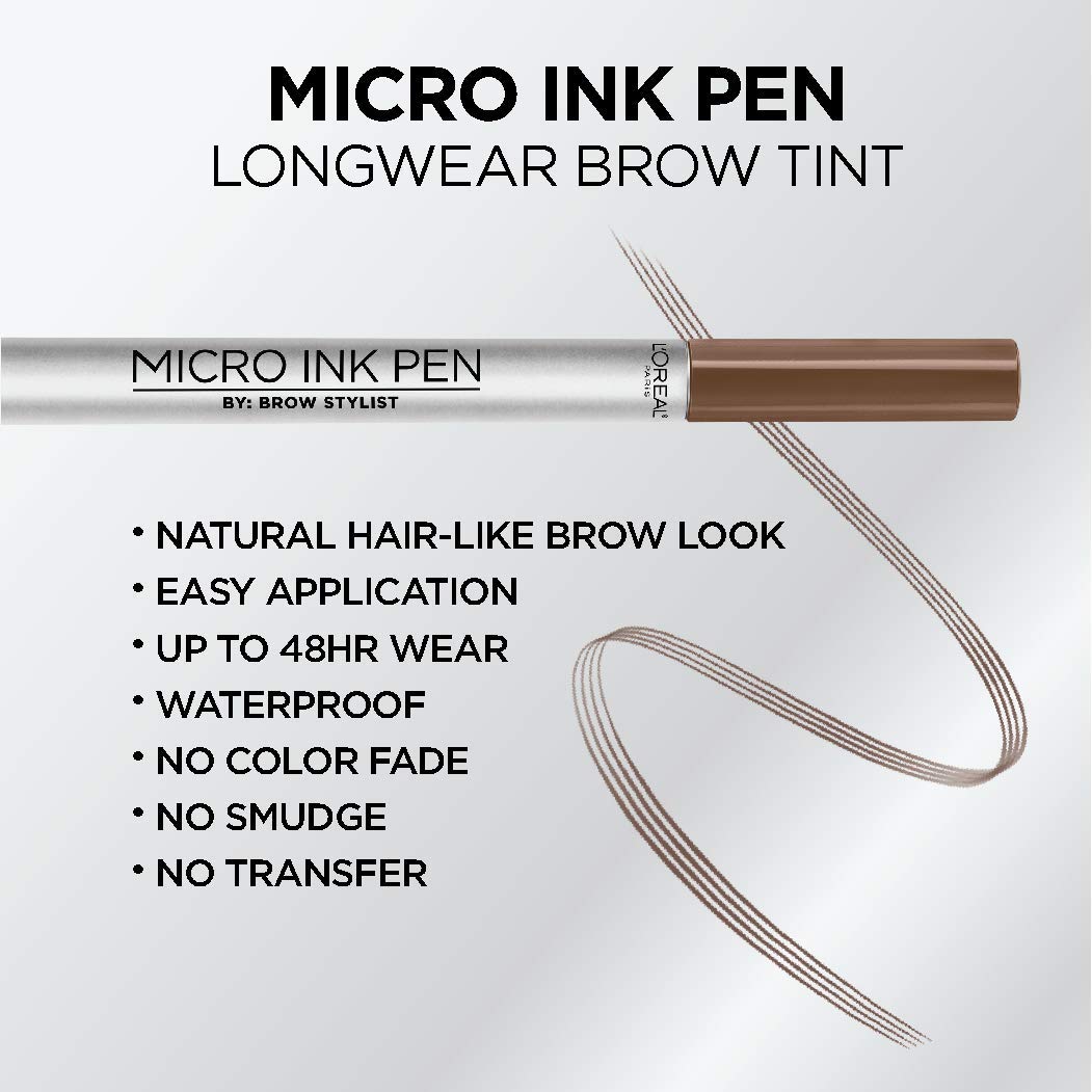 L'Oreal Paris pen strokes on skin demonstrating fine, natural-looking brow lines