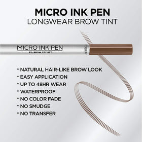 L'Oreal Paris pen strokes on skin demonstrating fine, natural-looking brow lines