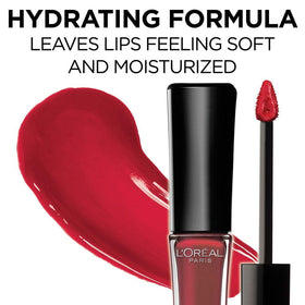 L'Oreal Paris lip closeup wearing Petal demonstrating even coverage and long-lasting gloss