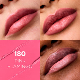 L'Oreal Paris lipstick open twist-up showing creamy Pink Flamingo bullet for easy application