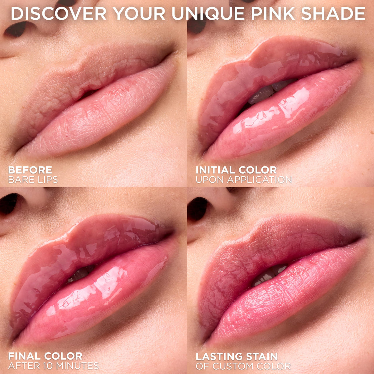 L'Oreal Paris shade swatches showing pH-reactive color variations and buildable tint