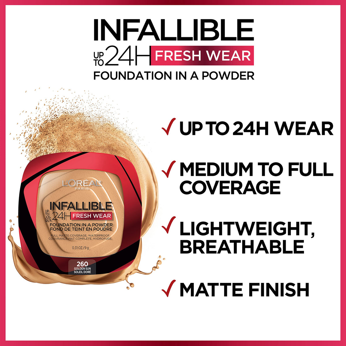 L'Oreal Paris powder held in hand showing compact size and portability