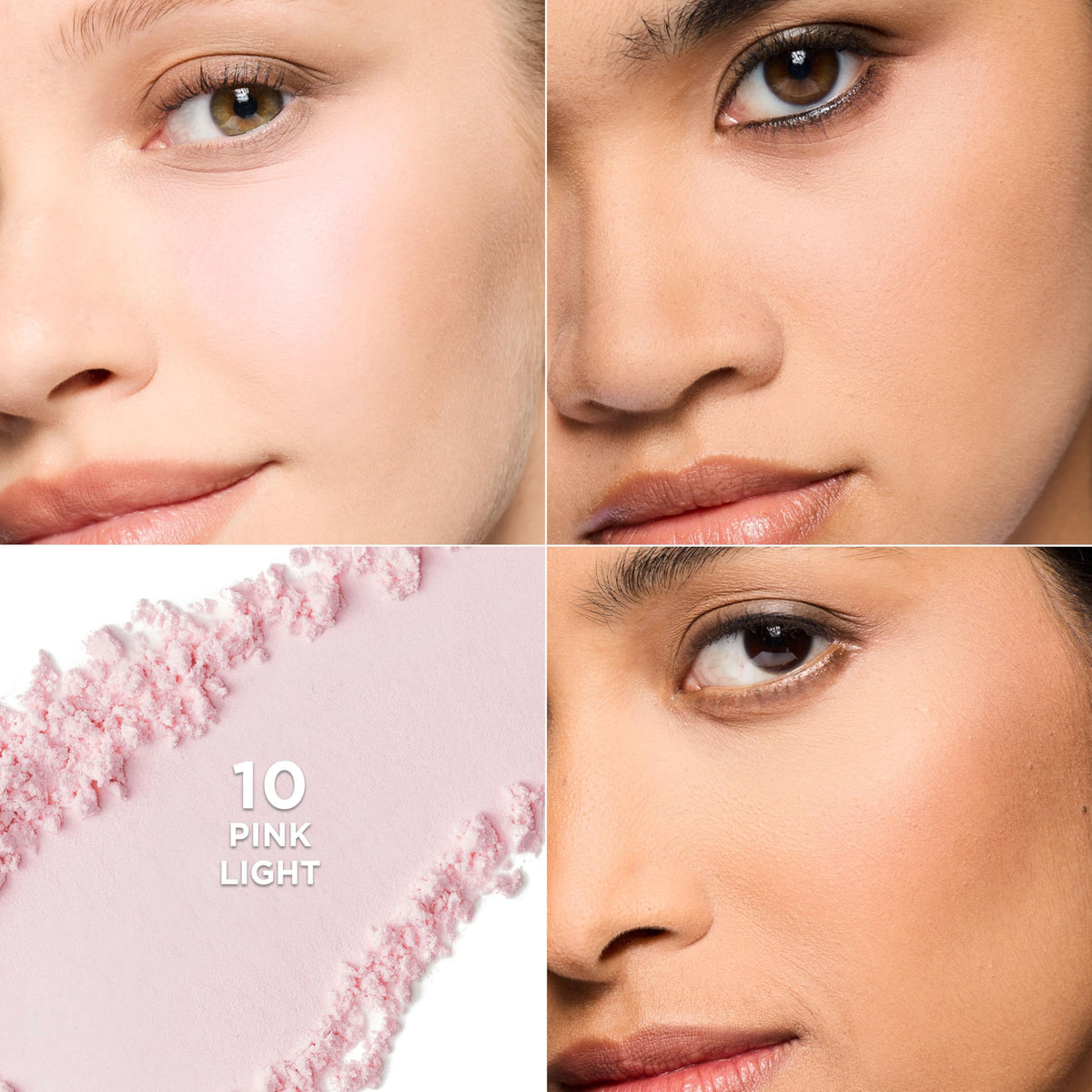 L'Oreal Paris powder on T-zone demonstrating matte, shine-free finish for fresh-looking skin