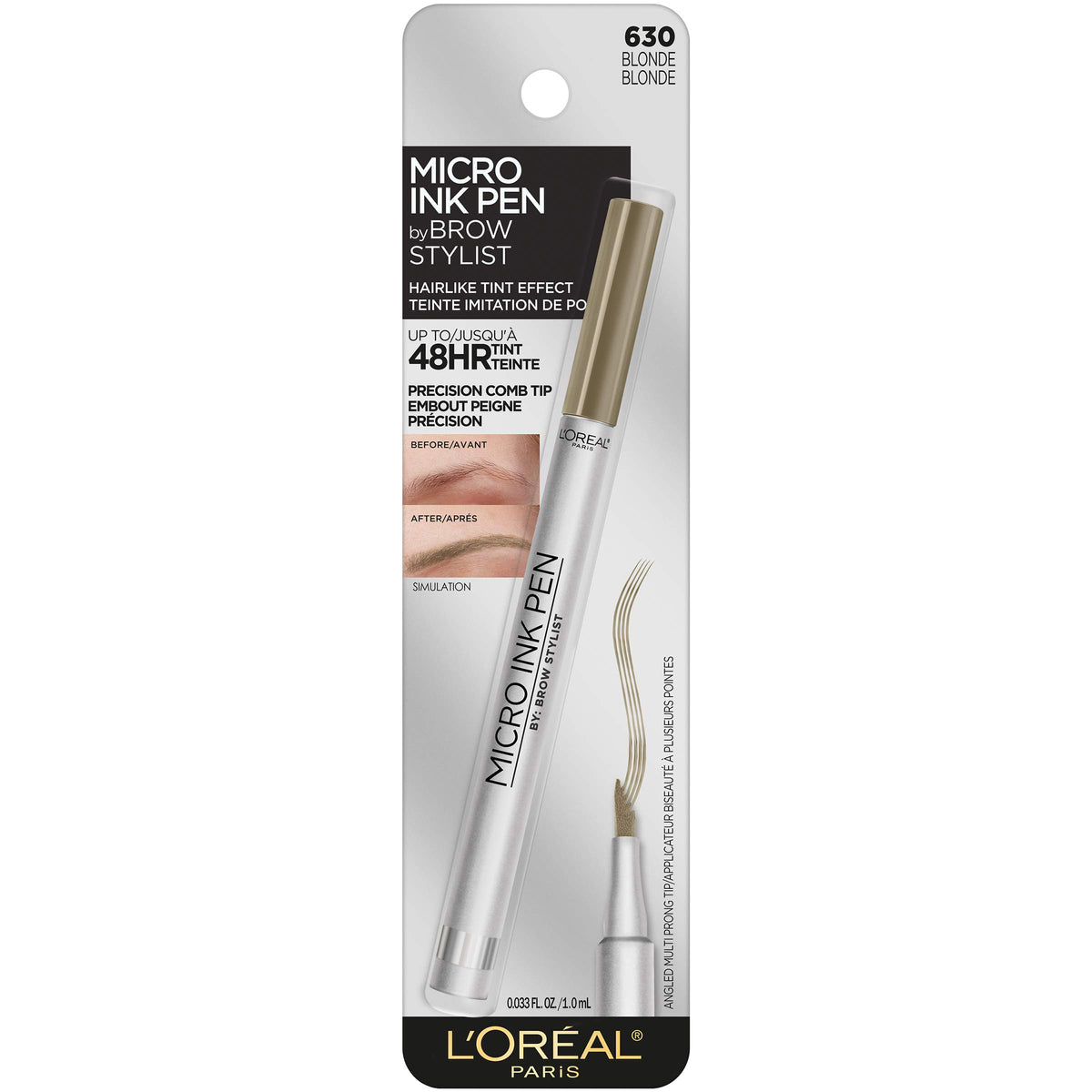 L'Oreal Paris close-up of comb tip for precise hair-like brow strokes
