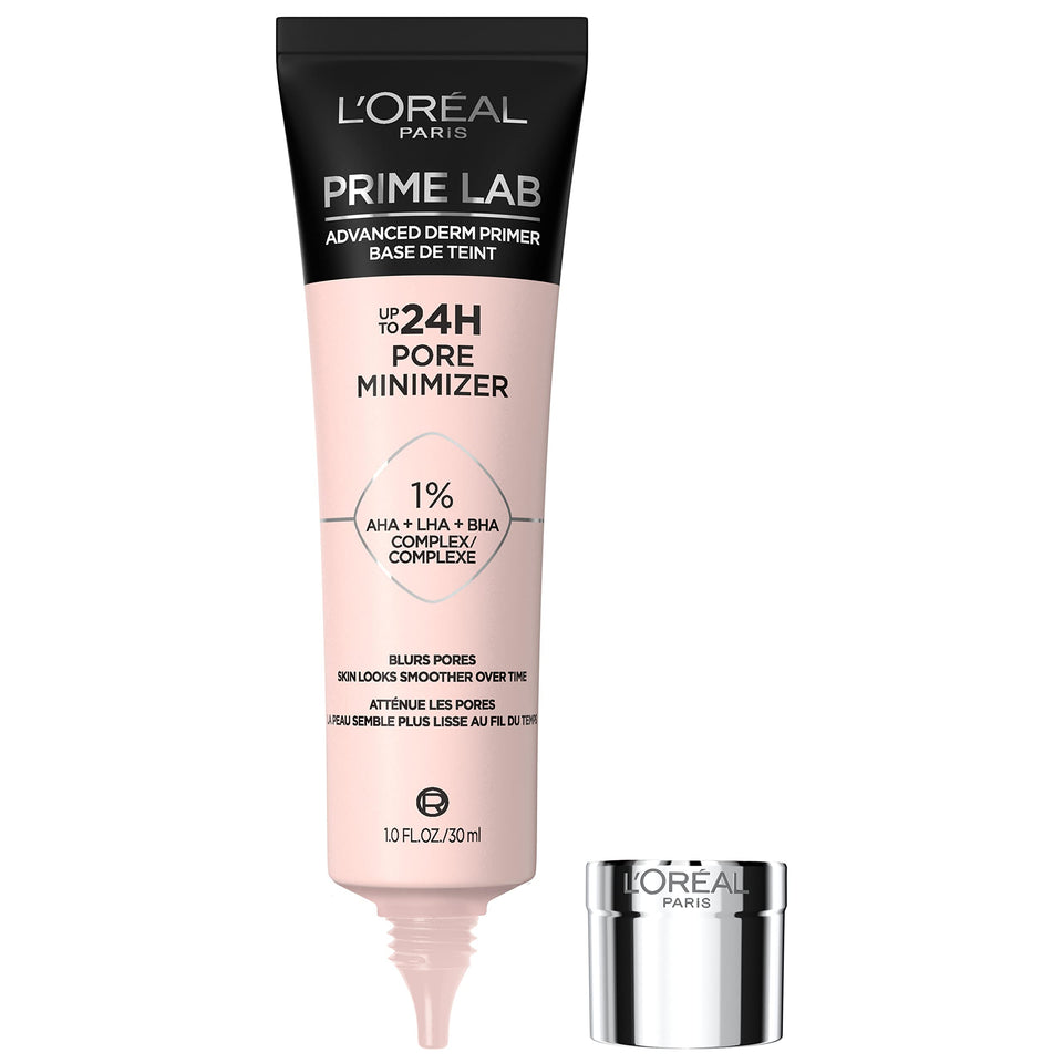 L'Oreal Paris front packaging showing primer bottle and branding for clear identification and trust