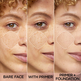 L'Oreal Paris primer texture close-up demonstrates silky finish and immediate blurring benefit