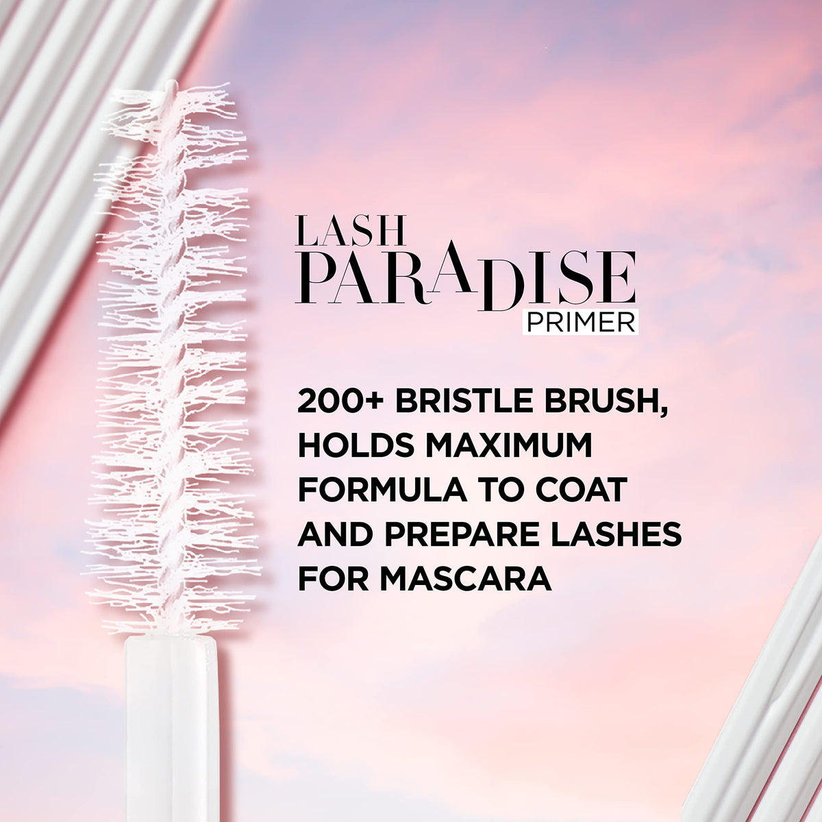 L'Oreal Paris primer applied on model lashes for visible volume