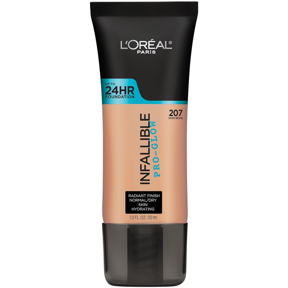 L'Oreal Paris front packaging showing Sand Beige shade and 1 fl oz size