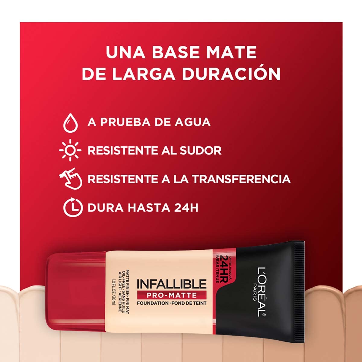 L'Oreal Paris foundation texture on hand highlighting lightweight blendability