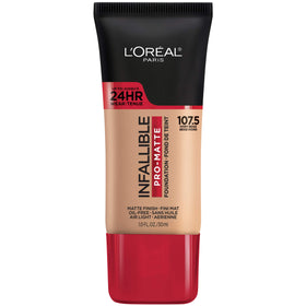 L'Oreal Paris front packaging showing bottle and label, highlights longwear benefit