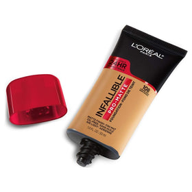 L'Oreal Paris pump close-up highlighting easy dispensing and clean application benefit: mess-free use