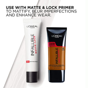 L'Oreal Paris bottle next to coin for size-scale clarity and travel-friendly benefit