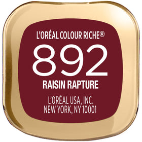 L'Oreal Paris Raisin Rapture applied on lips displaying flattering berry tone