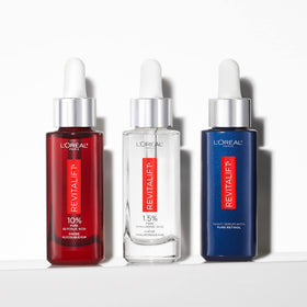 L'Oreal Paris serum absorbed into skin showing smoother texture benefit