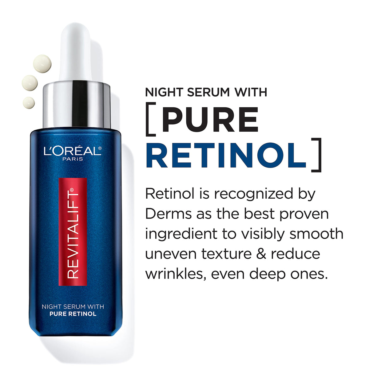L'Oreal Paris serum placed on bedside table illustrating evening use benefits