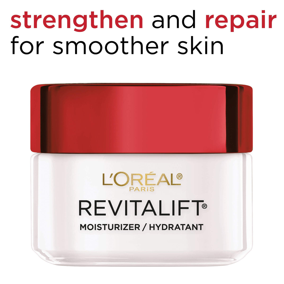 L'Oreal Paris product applied to face and neck demonstrating coverage