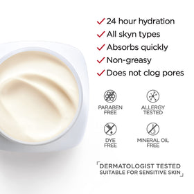 L'Oreal Paris applying cream to neck demonstrating targeted use benefit: firms and hydrates
