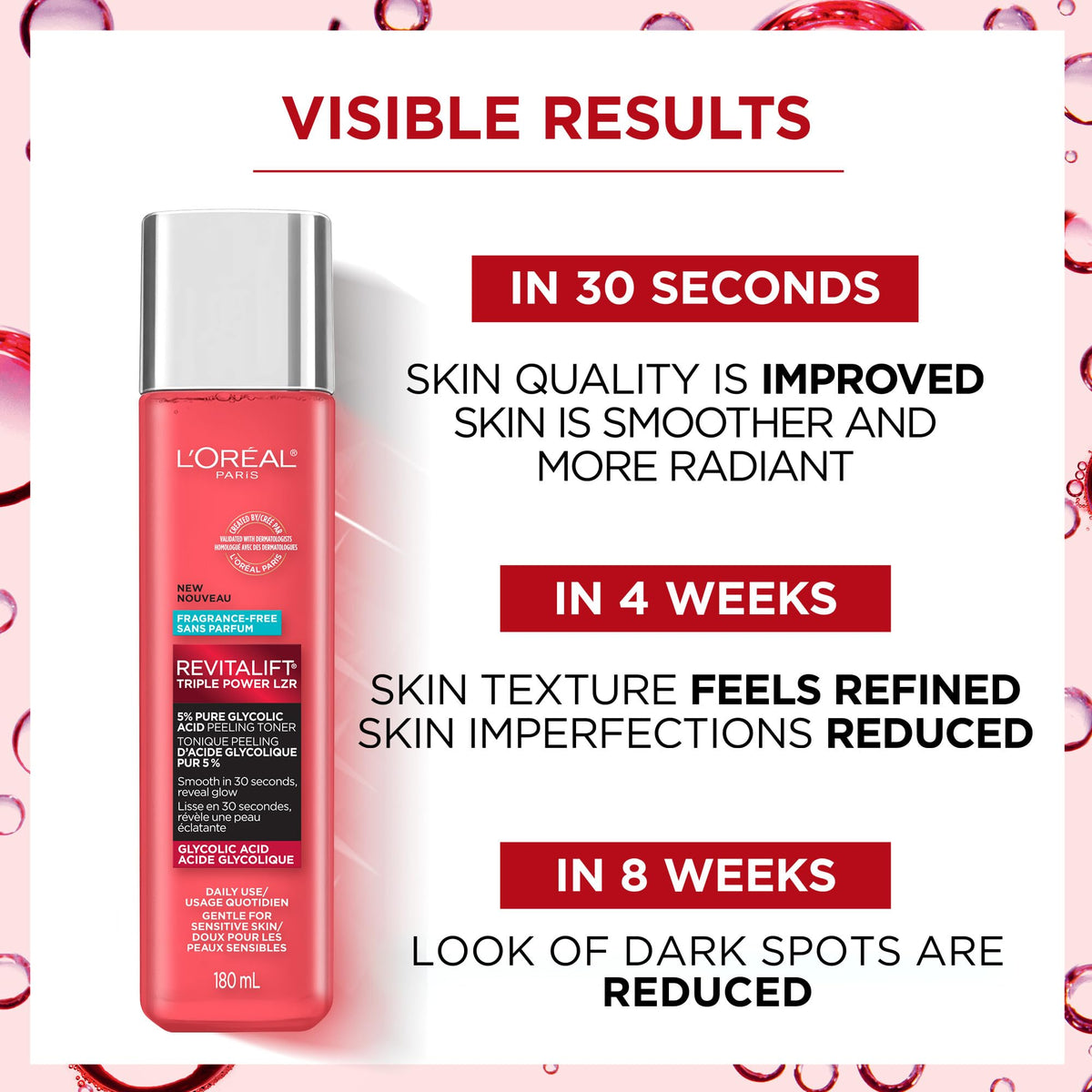 L'Oreal Paris applied to cotton pad demonstrating easy daily use benefit