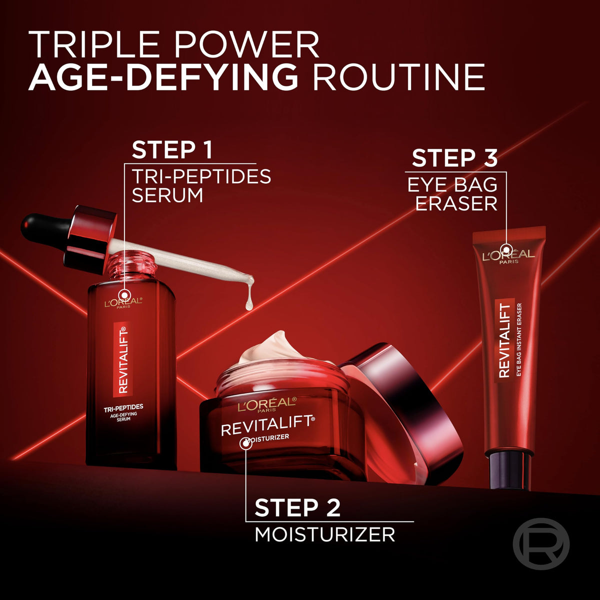 L'Oreal Paris displayed on bathroom counter in lifestyle scene, daily routine benefit