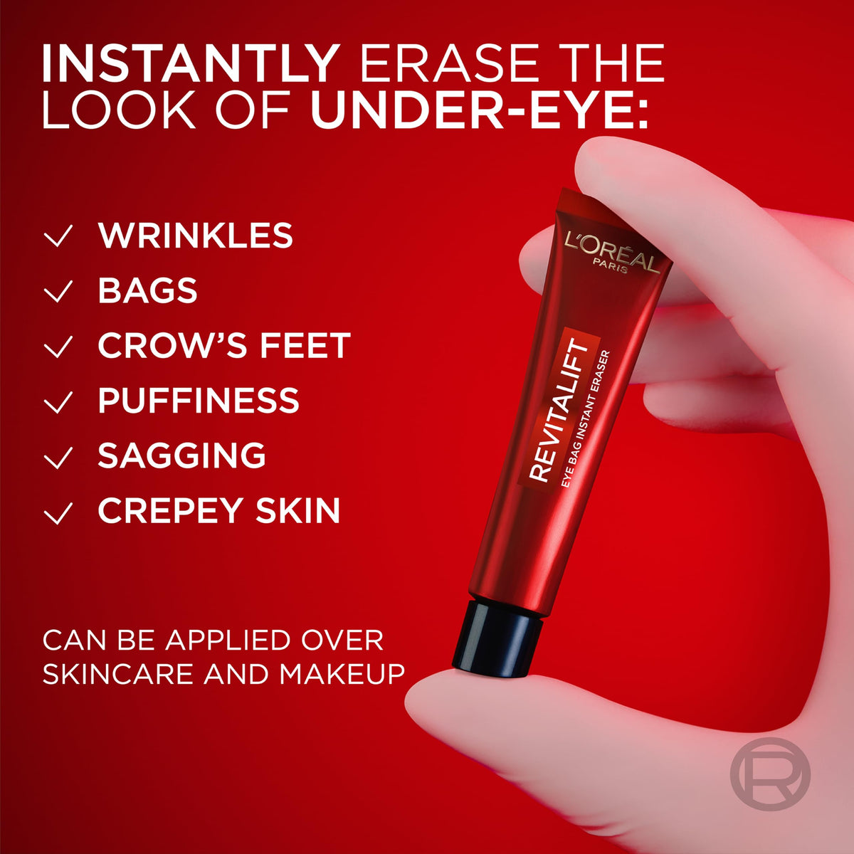 L'Oreal Paris open tube dispenser delivering controlled amount, precise application benefit