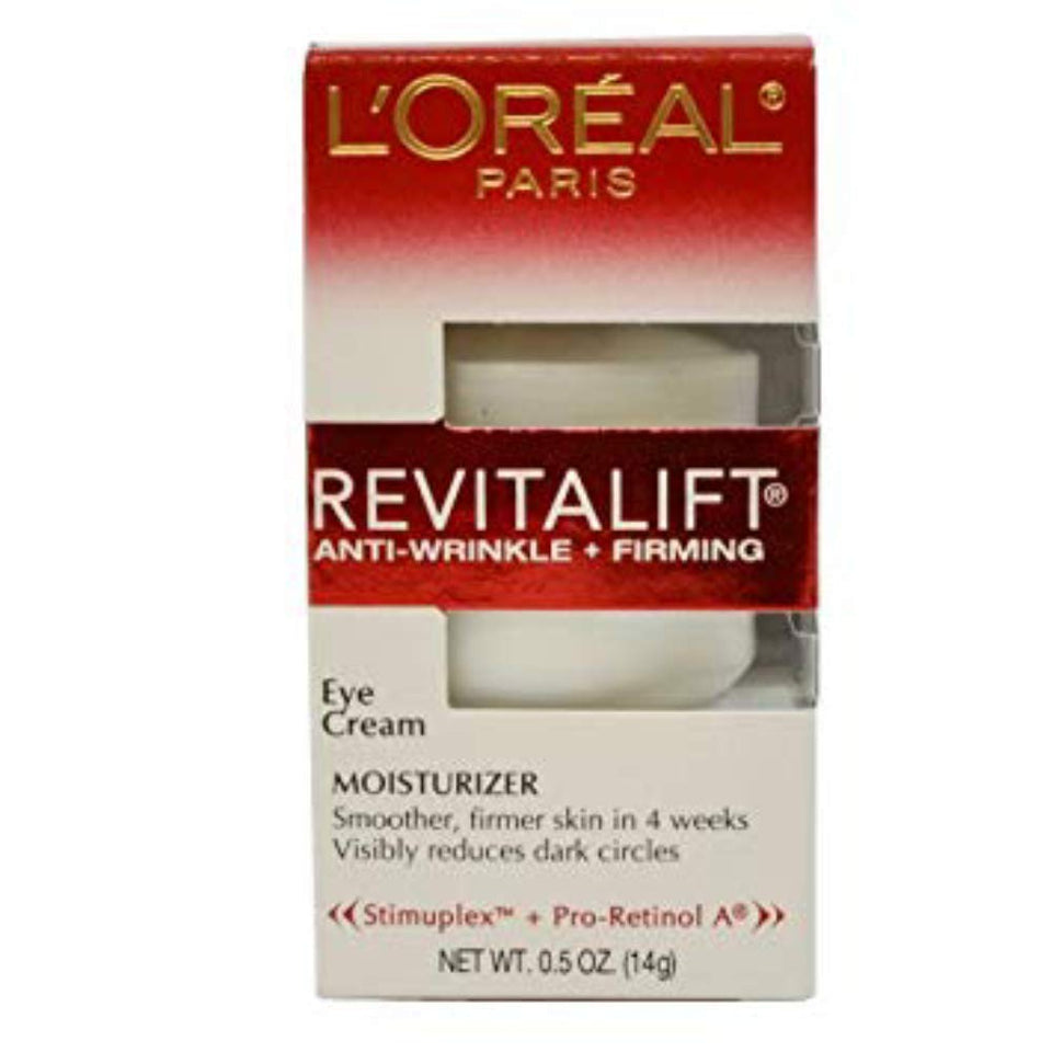 L'Oreal Paris Revitalift front packaging showing jar and clear label for firming benefit