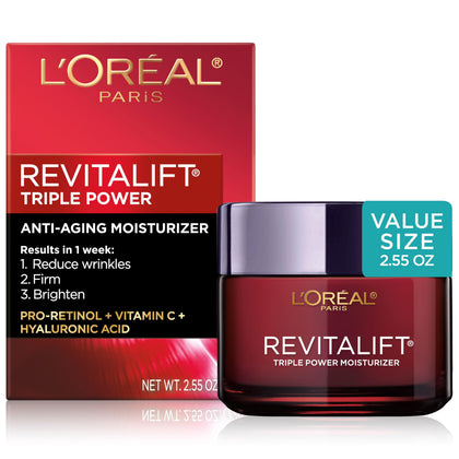 L'Oreal Paris front jar showing label and compact size for everyday anti-aging use