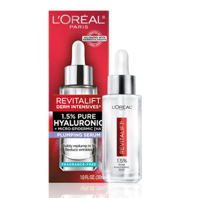 L'Oreal Paris Revitalift front packaging showing bottle and label with hydration benefits