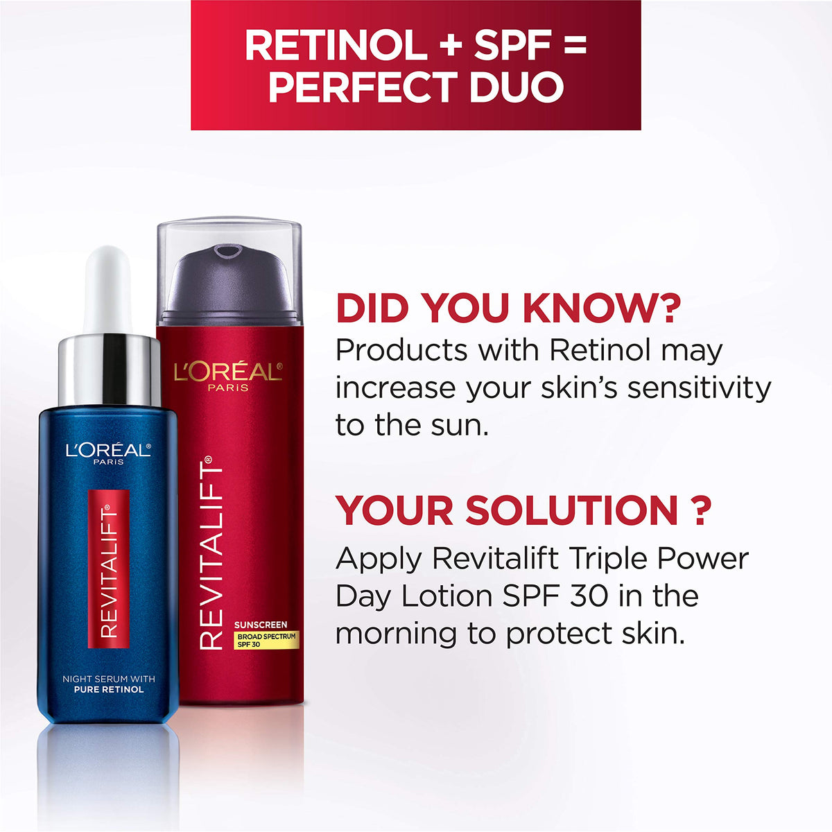 L'Oreal Paris Revitalift applied in morning routine under makeup for protection
