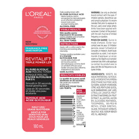 L'Oreal Paris ingredient panel close-up emphasizing alcohol-free formulation