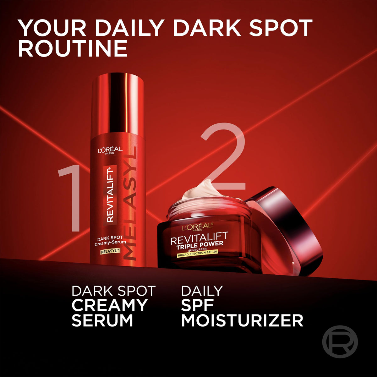 L'Oreal Paris label close-up showing claims like paraben-free and dermatologist-tested