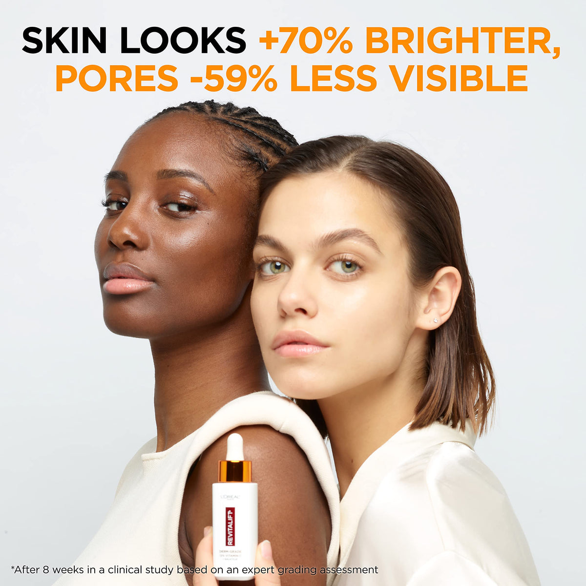 L'Oreal Paris small moisturizer sample displayed next to serum, complementary hydration boost