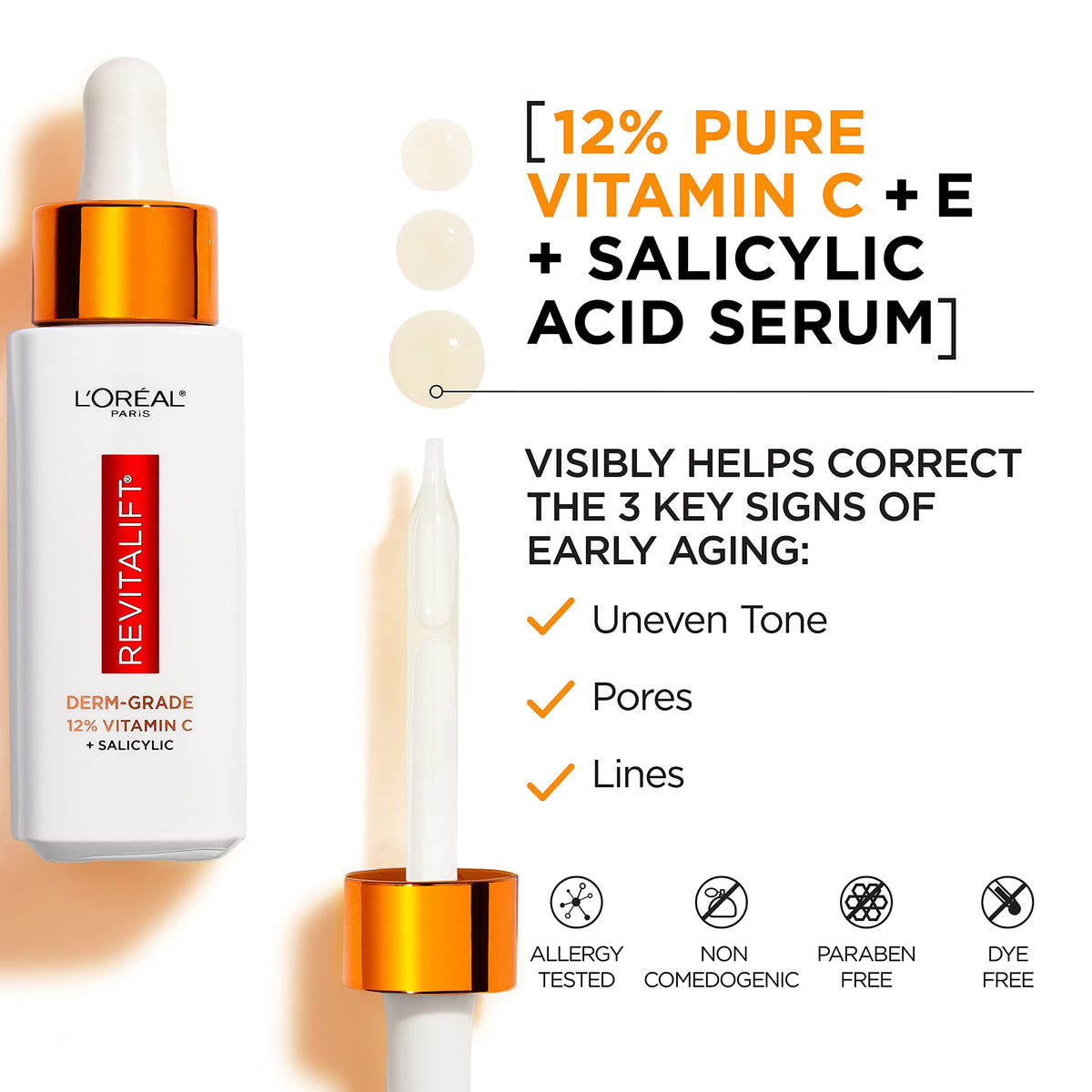 L'Oreal Paris serum texture on fingertip, fast-absorbing and non-greasy hydration benefit