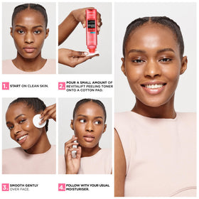 L'Oreal Paris toner texture on hand showing lightweight exfoliating finish