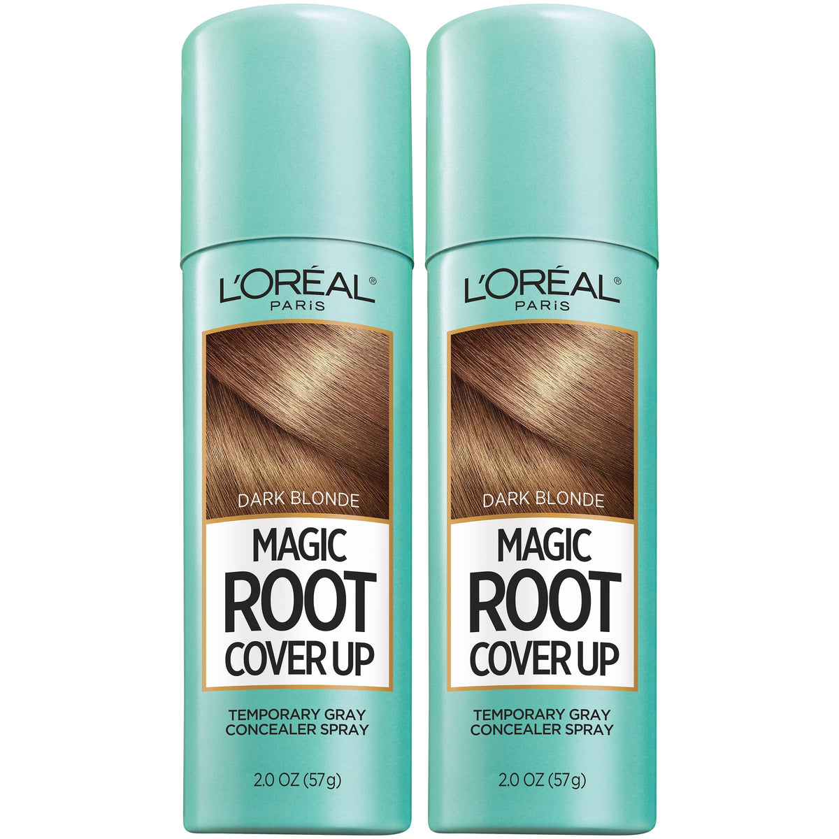 L'Oreal Paris front packaging showing dark blonde spray benefits