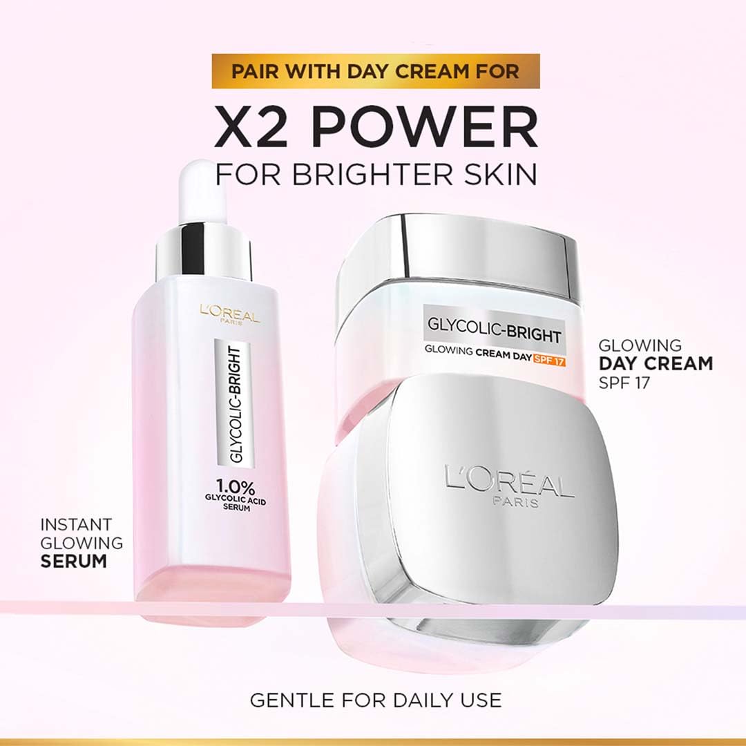 L'Oreal Paris serum applied to skin demonstrates quick absorption and smoother look