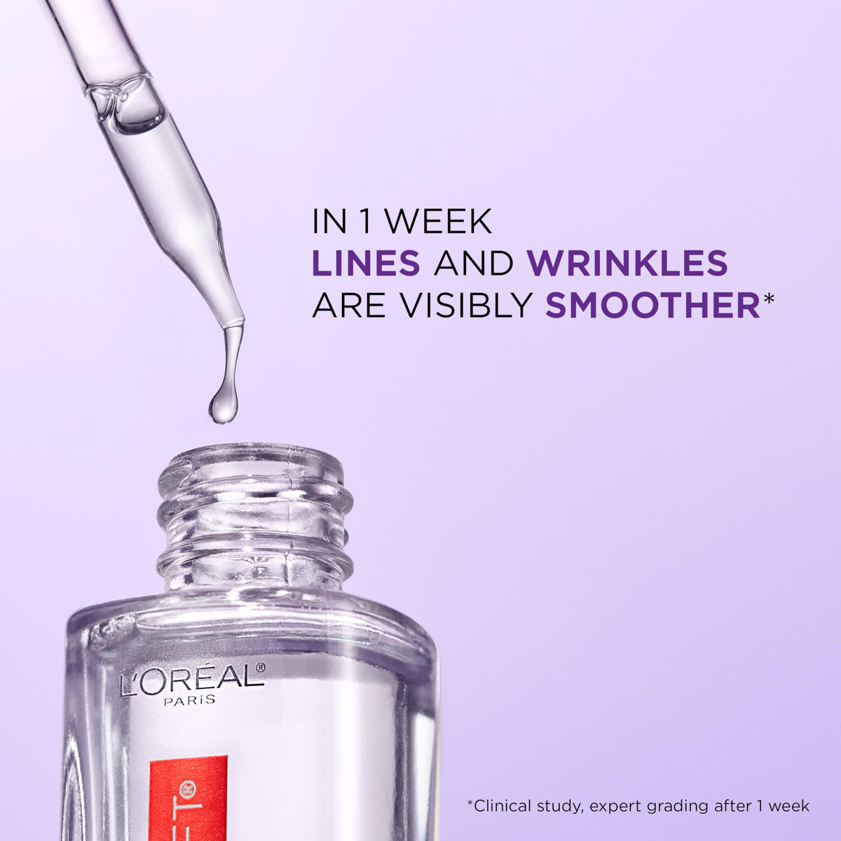 L'Oreal Paris serum gel texture close-up illustrating lightweight absorbent finish