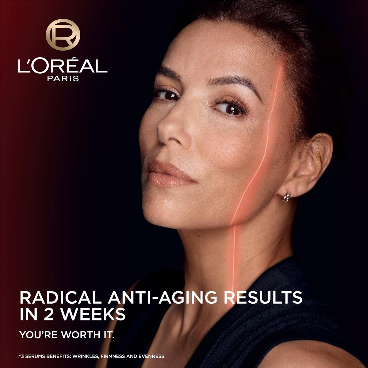 L'Oreal Paris serum droplet texture highlighting hydrating formula