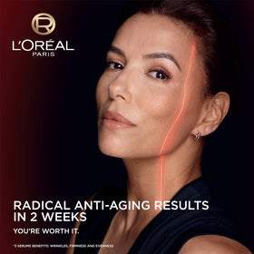 L'Oreal Paris serum droplet texture highlighting hydrating formula