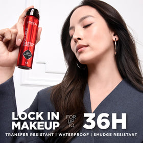 L'Oreal Paris nozzle close-up demonstrating microfine spray precision benefit