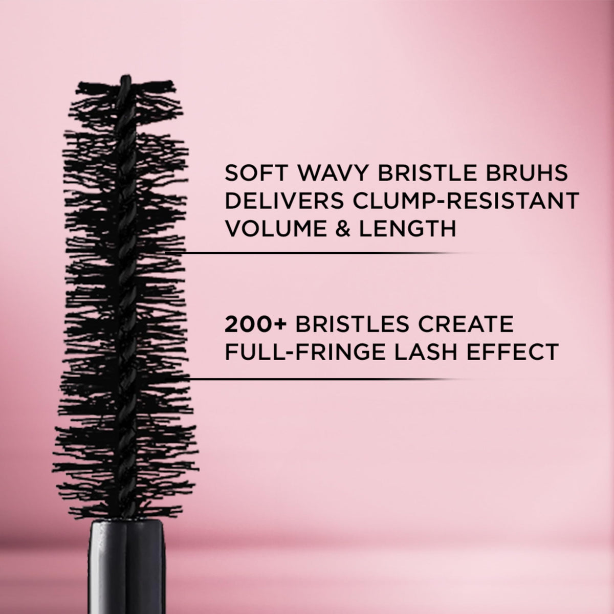 L'Oreal Paris mascara next to fingertip showing compact 0.25 fl oz size