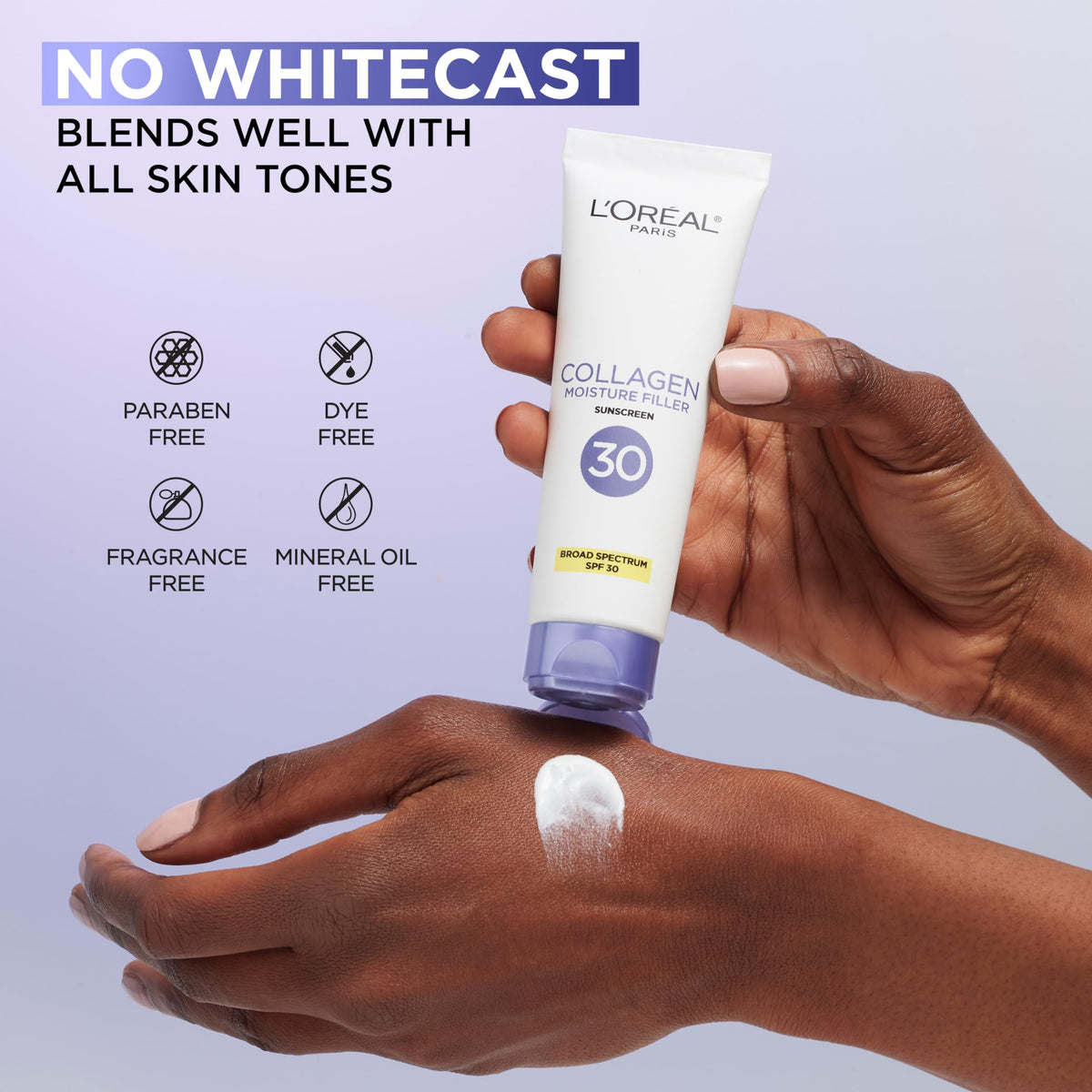 L'Oreal Paris close label view highlighting broad-spectrum SPF 30 protection