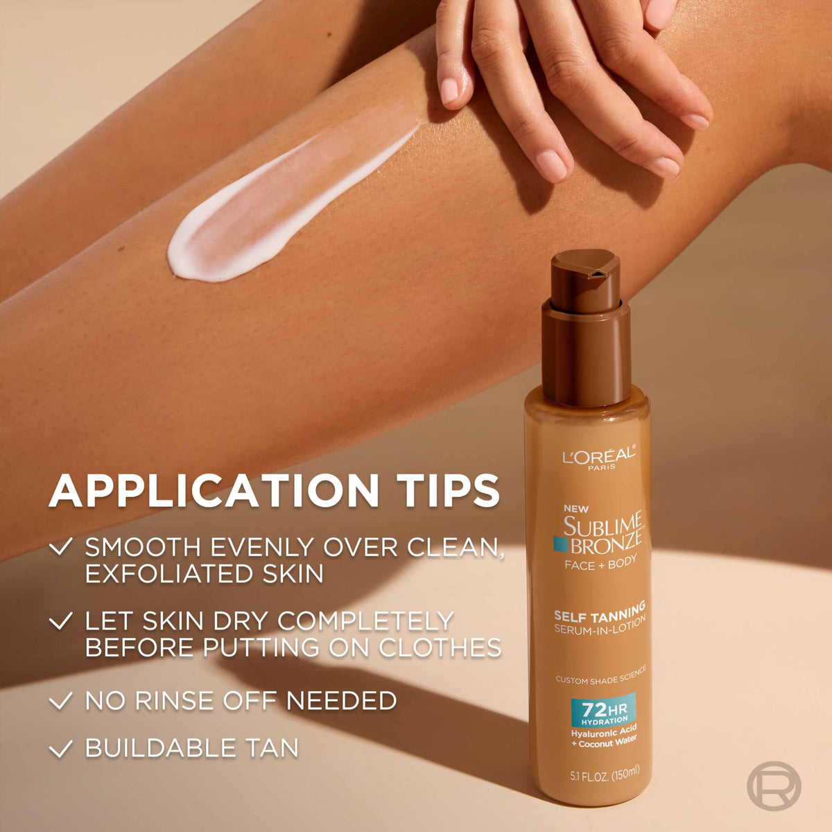 L'Oreal Paris before-and-after comparison illustrating gradual natural bronzing