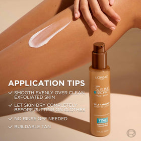L'Oreal Paris before-and-after comparison illustrating gradual natural bronzing