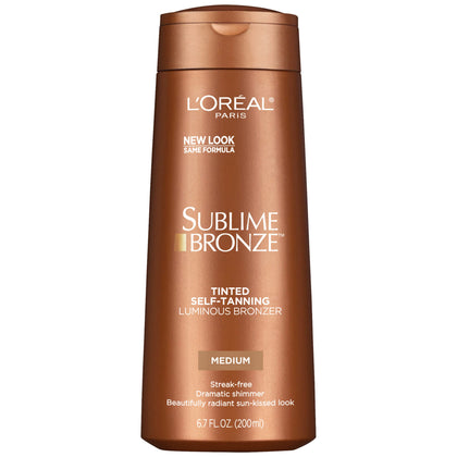 L'Oréal Paris bottle front view showing luminous bronzer and glow