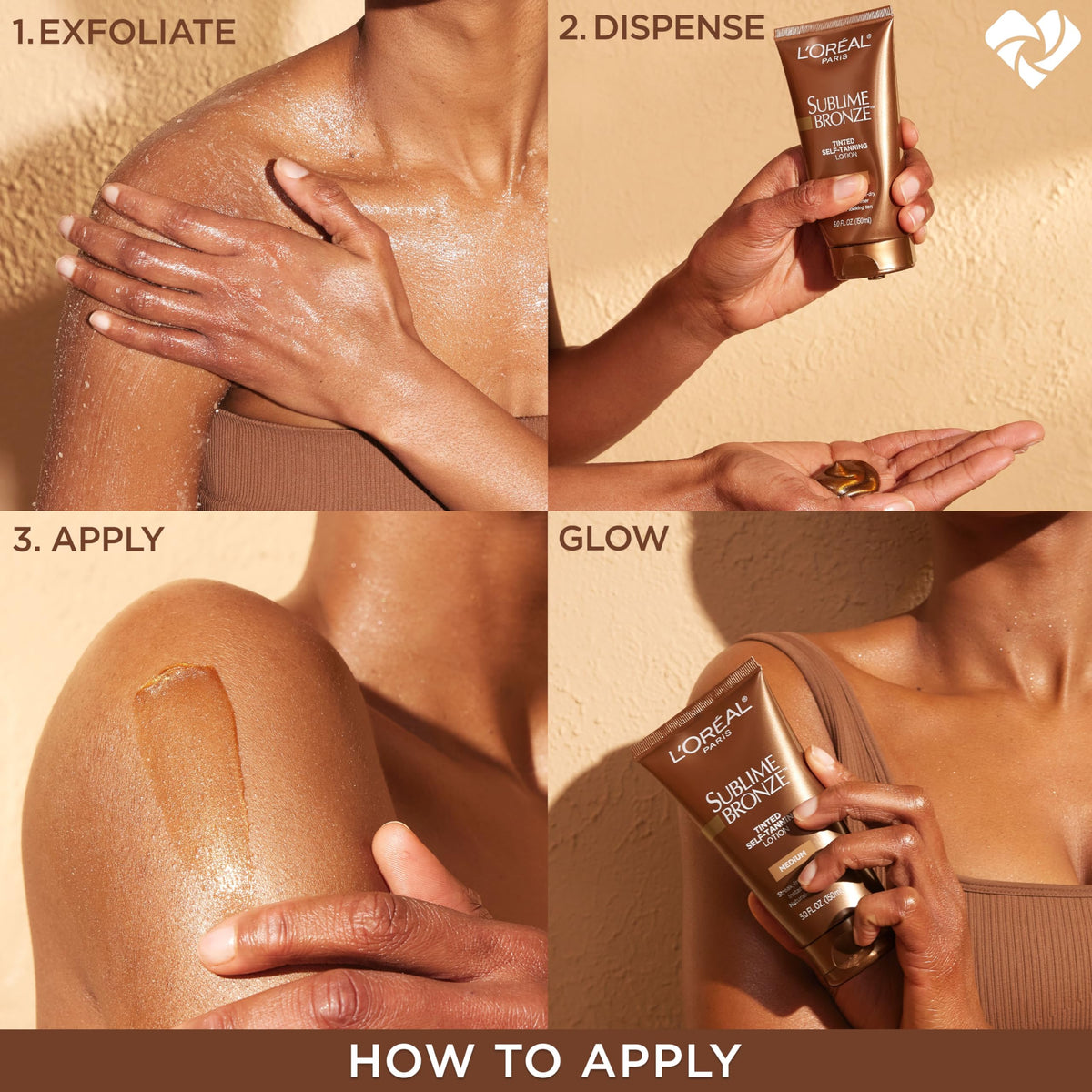 L'Oreal Paris close-up of lotion pump dispensing smooth formula for easy control