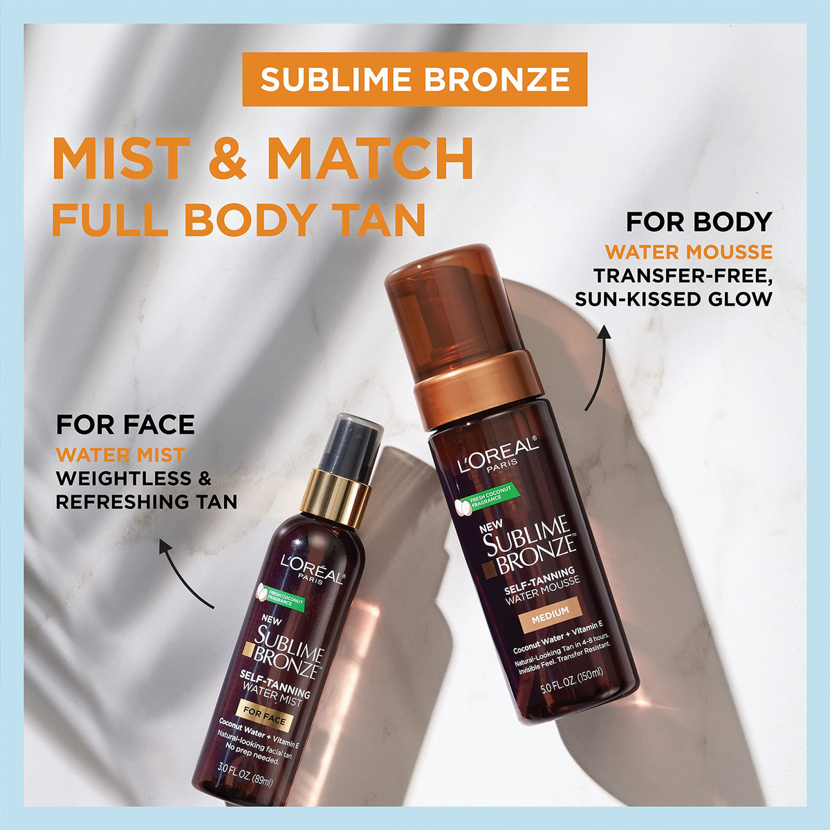 L'Oreal Paris spraying neck and decollete showing even, buildable coverage