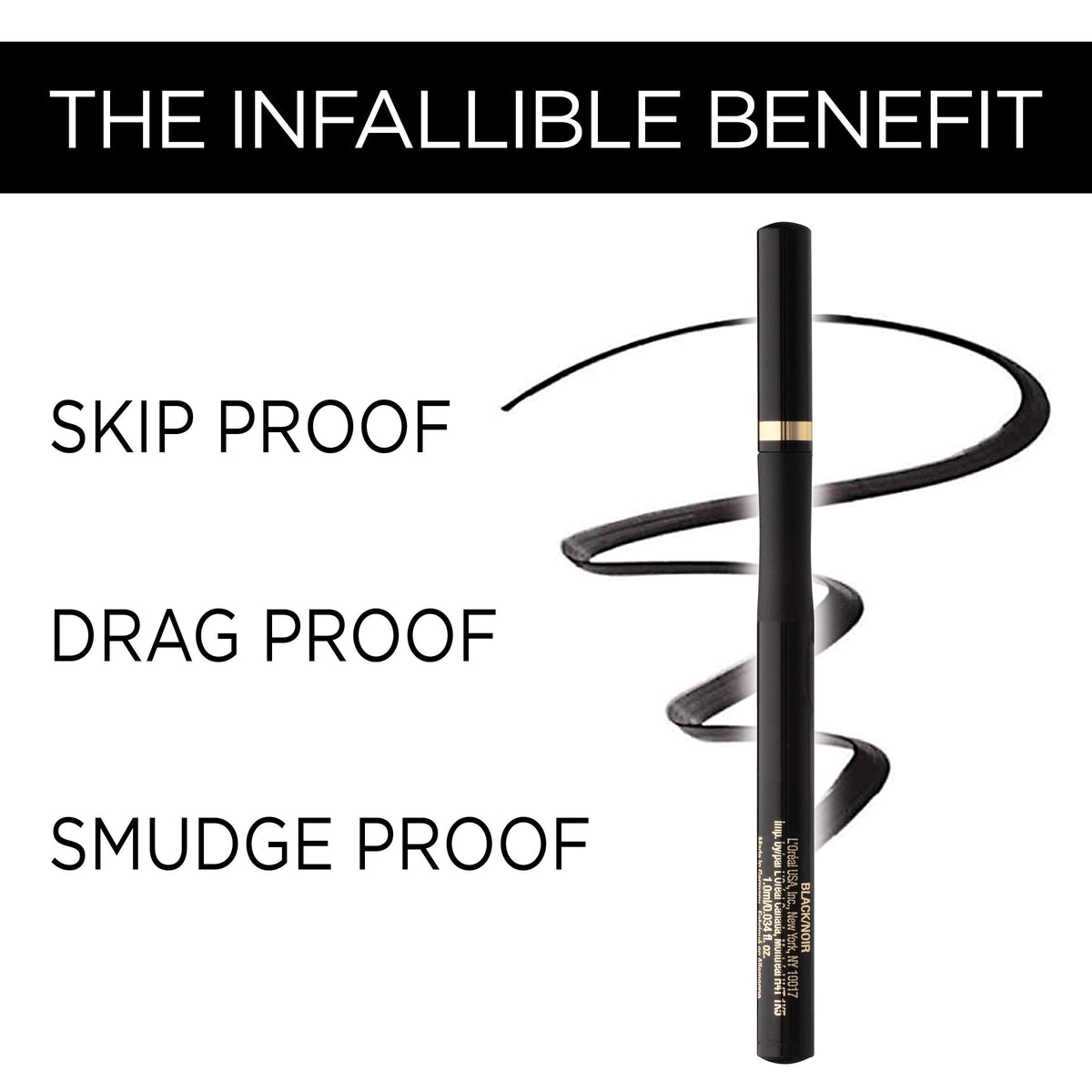 L'Oreal Paris brown eyeliner swatch on skin showing smooth pigment payoff