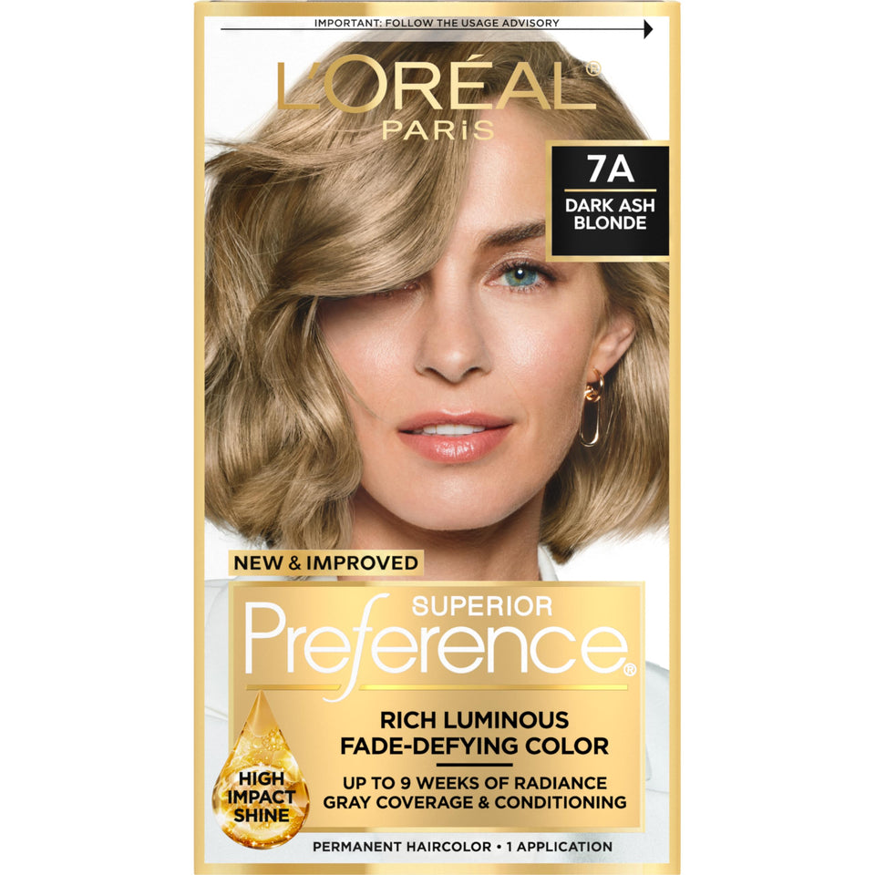 L'Oreal Paris front box showing shade 7A and kit contents for easy identification